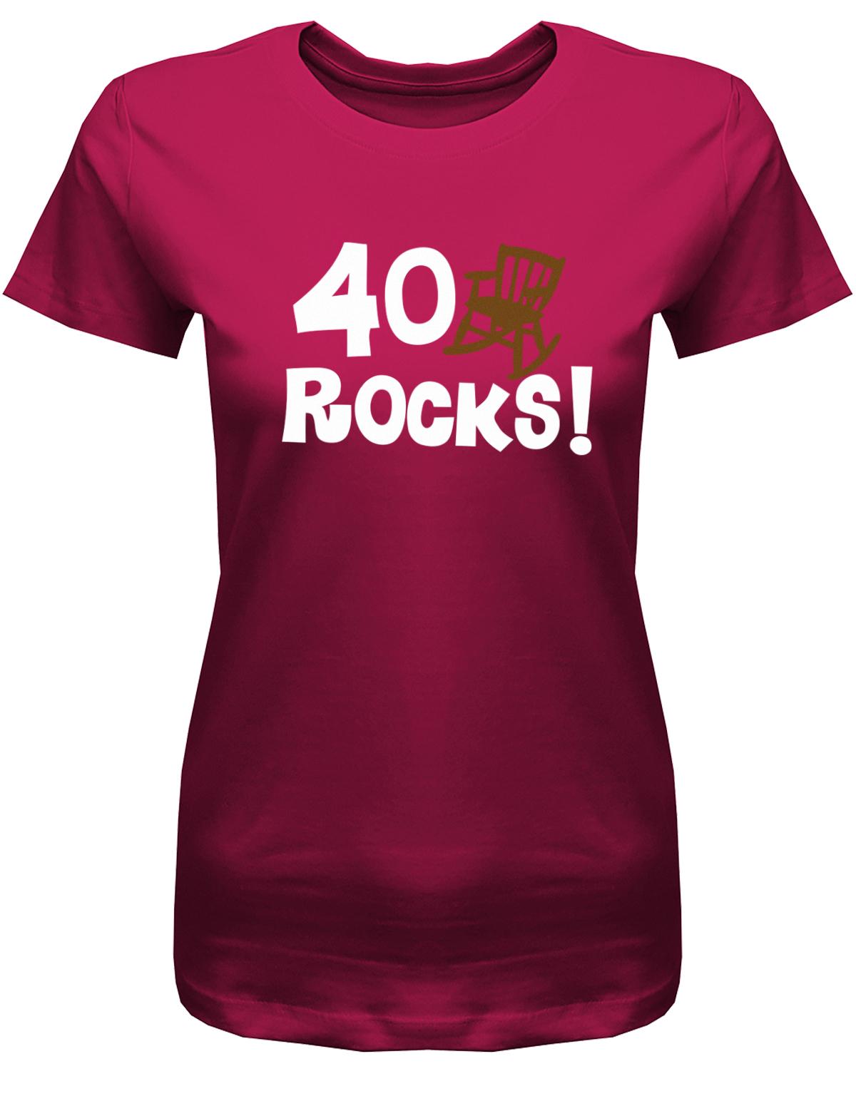 Lustiges T-Shirt zum 40. Geburtstag für die Frau Bedruckt mit 40 rocks Schaukelstuhl. Sorbet