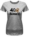 Lustiges T-Shirt zum 40. Geburtstag für die Frau Bedruckt mit 40 rocks Schaukelstuhl. Grau