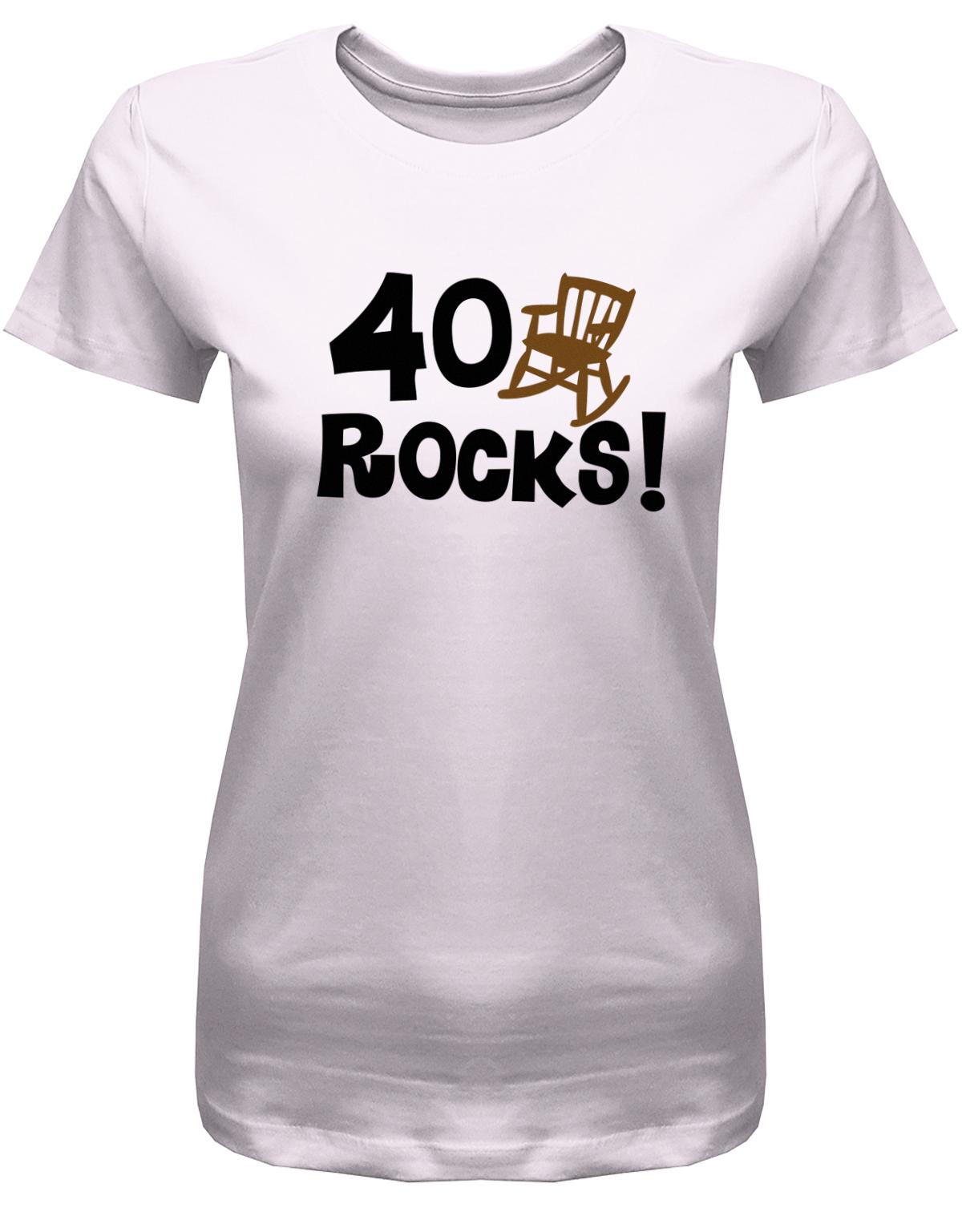 Lustiges T-Shirt zum 40. Geburtstag für die Frau Bedruckt mit 40 rocks Schaukelstuhl. Rosa