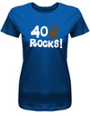 Lustiges T-Shirt zum 40. Geburtstag für die Frau Bedruckt mit 40 rocks Schaukelstuhl. Royalblau