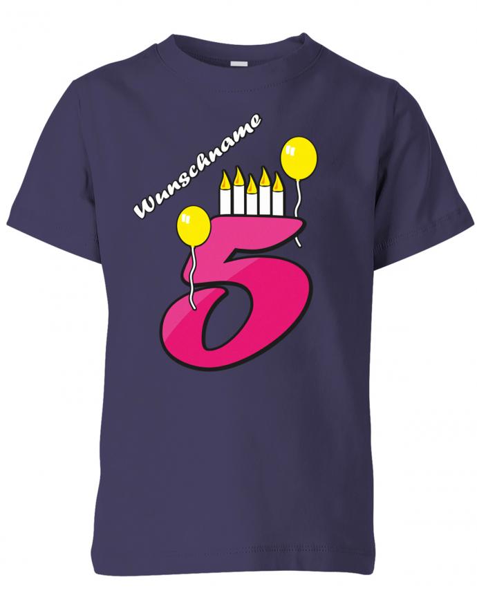 5-Geburtstag-Luftballon-Kerzen-Wunschname-Kinder-Shirt-Navy