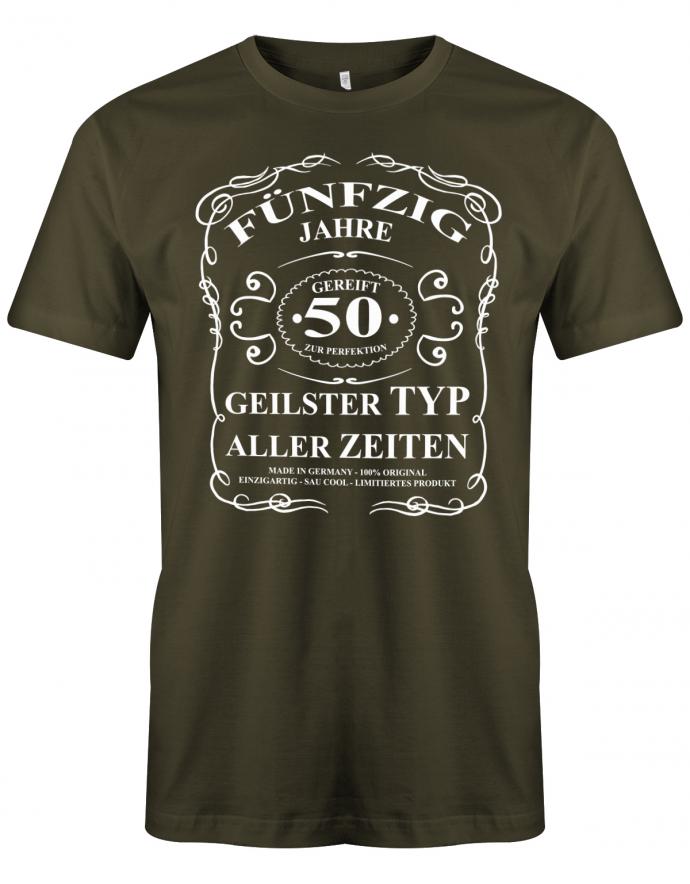 Lustiges T-Shirt zum 50. Geburtstag für den Mann Bedruckt mit fünfzig Jahre gereift zur Perfektion Geilster Typ aller Zeiten Made in Germany 100% Original Einzigartig Sau Cool Limitiertes Produkt. Army