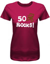 Lustiges T-Shirt zum 50. Geburtstag für die Frau Bedruckt mit 50 Rocks Schaukelstuhl. Sorbet