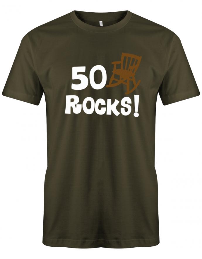 Lustiges T-Shirt zum 50. Geburtstag für den Mann Bedruckt mit 50 Rocks! 50 rockt Schaukelstuhl. Army