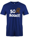 Lustiges T-Shirt zum 50. Geburtstag für den Mann Bedruckt mit 50 Rocks! 50 rockt Schaukelstuhl. Royalblau