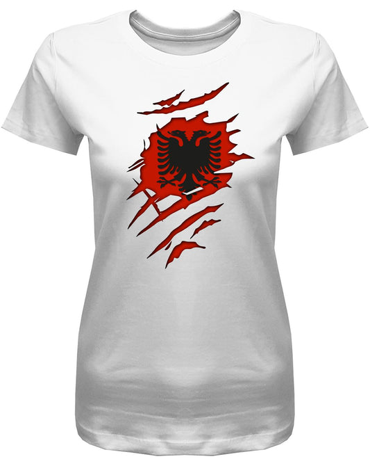 Albania-Aufgerissen-Damen-Shirt-Weiss