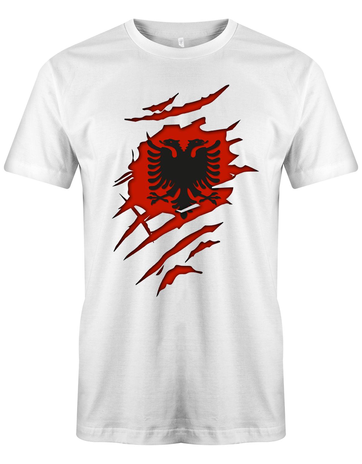 Albanien - aufgerissenes Shirt - WM EM - Albania - Herren T-Shirt Weiss