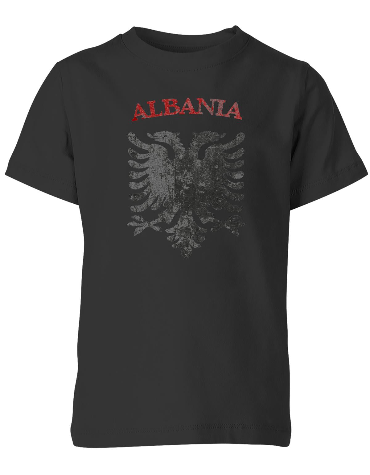 Albania-Vintage-Kinder-Shirt-Schwarz