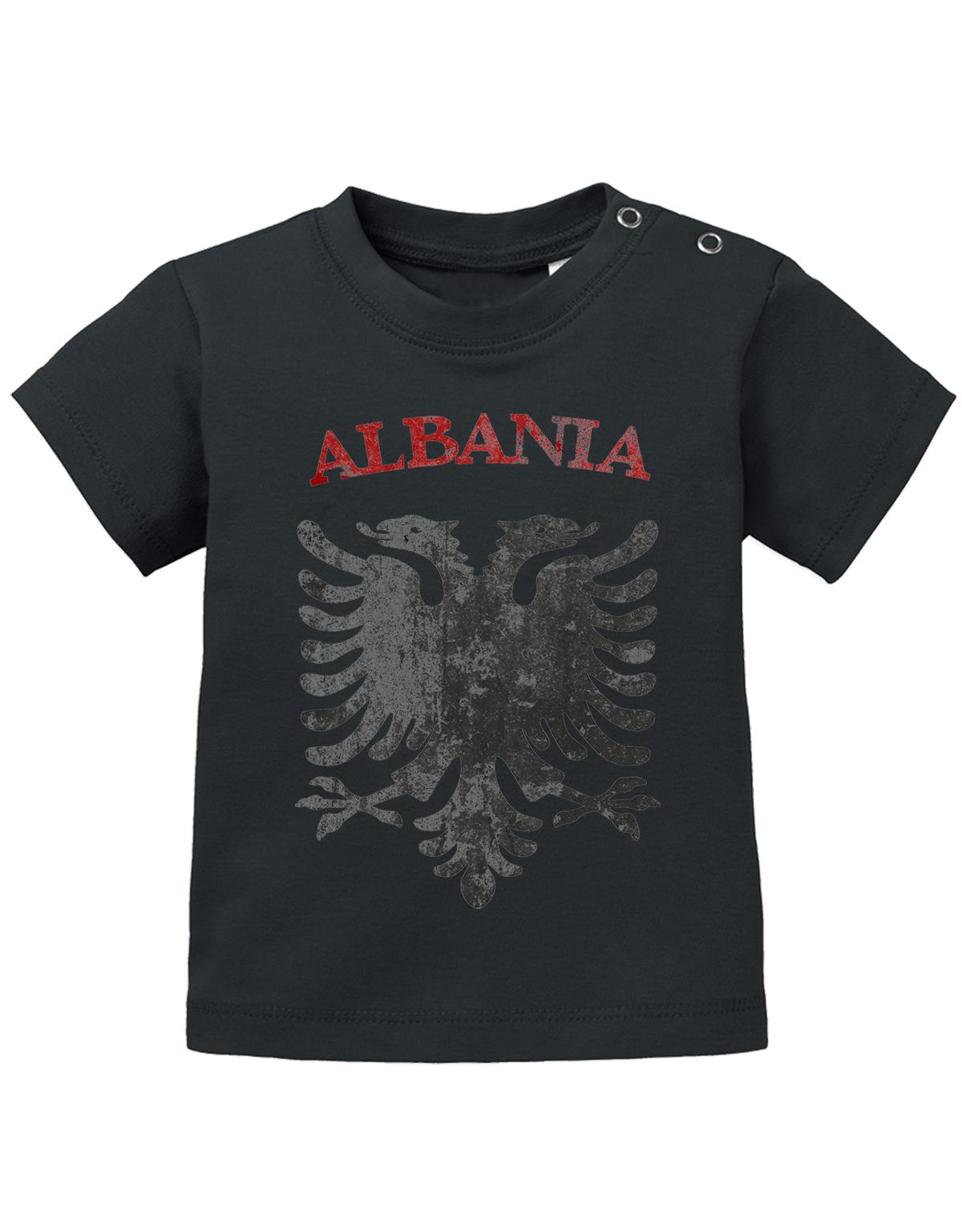 Albanien T Shirt für Junge und Mädchen. Albanischer Adler im Grunge Look und Albania Schriftzug. Schwarz