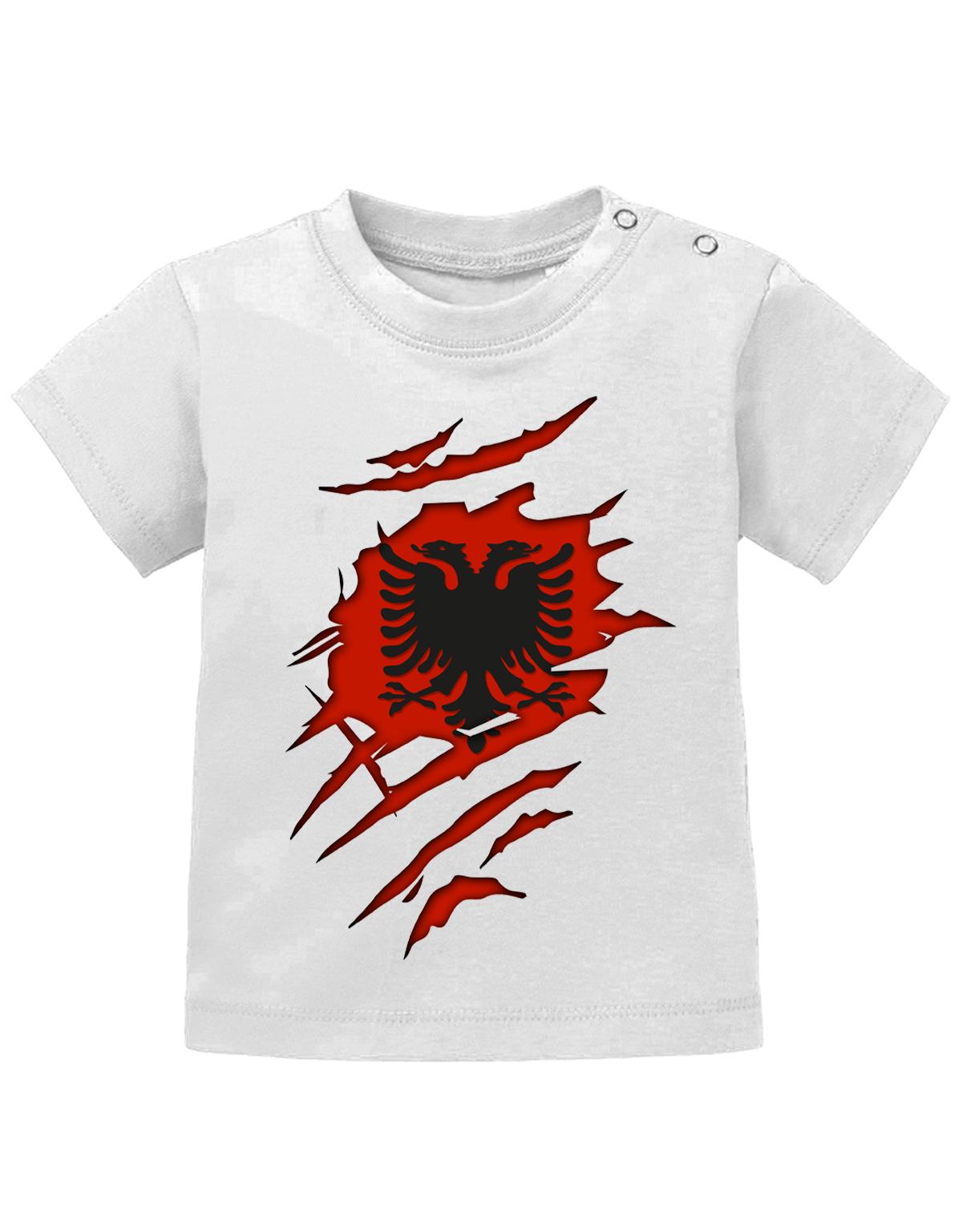 Albanien T Shirt für Junge und Mädchen. Albanischer Adler Design aufgerissen, damit man sieht, dass ein Albaner im Shirt steckt.