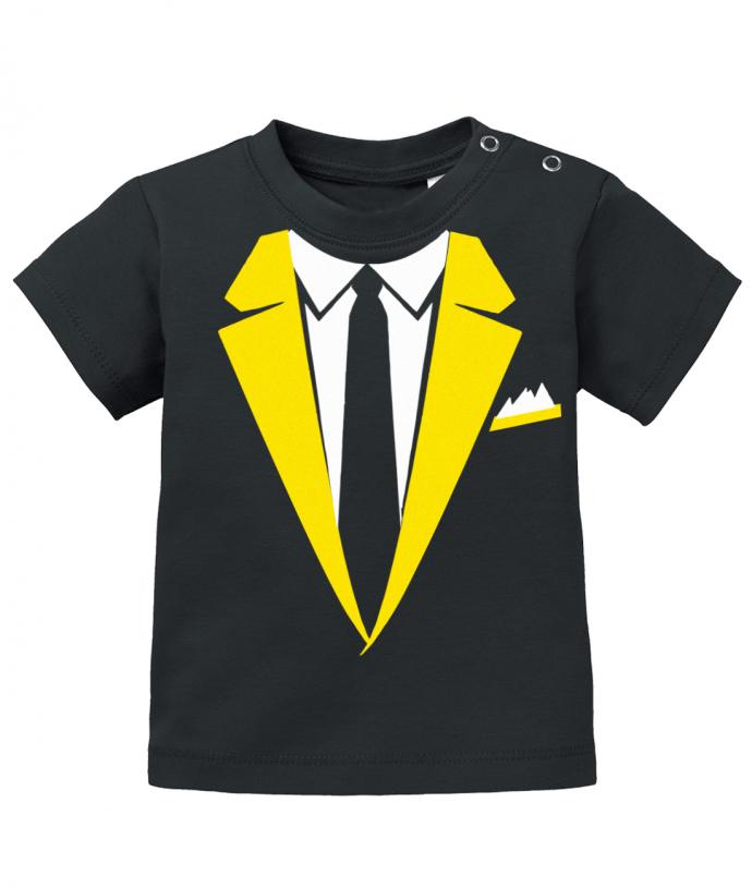 Schickes elegantes Baby Shirt Anzug Design mit Krawatte und Einstecktuch. Gelb