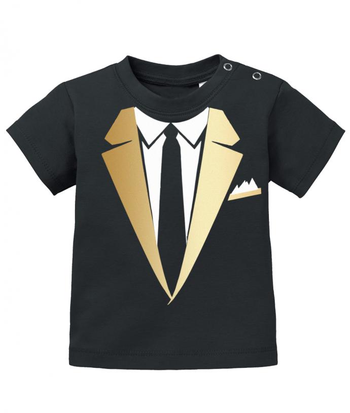 Schickes elegantes Baby Shirt Anzug Design mit Krawatte und Einstecktuch. Gold