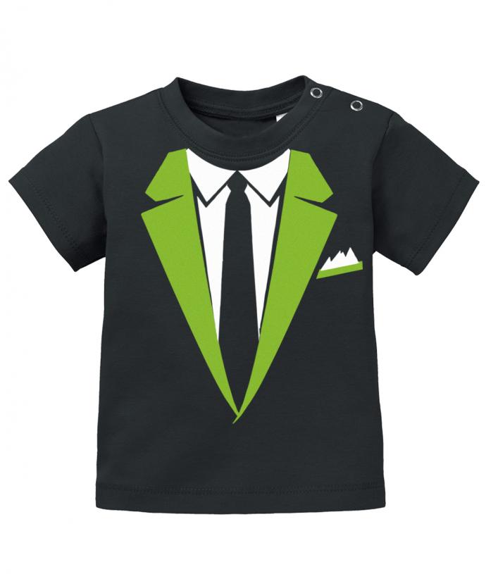 Schickes elegantes Baby Shirt Anzug Design mit Krawatte und Einstecktuch. Grün