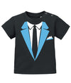 Schickes elegantes Baby Shirt Anzug Design mit Krawatte und Einstecktuch. hellblau