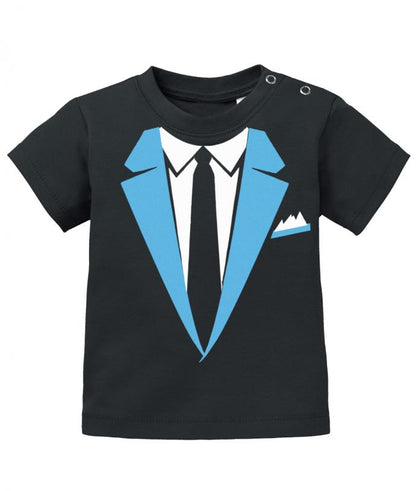 Schickes elegantes Baby Shirt Anzug Design mit Krawatte und Einstecktuch. hellblau