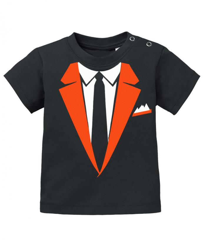 Schickes elegantes Baby Shirt Anzug Design mit Krawatte und Einstecktuch. orange