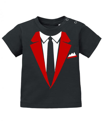 Schickes elegantes Baby Shirt Anzug Design mit Krawatte und Einstecktuch. Rot