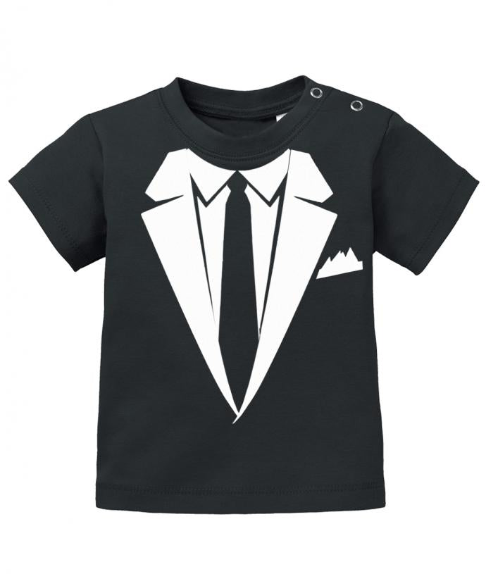Schickes elegantes Baby Shirt Anzug Design mit Krawatte und Einstecktuch. Weiss