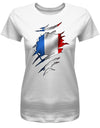 Aufgerissen-Frankreich-Damen-Shirt-Weiss