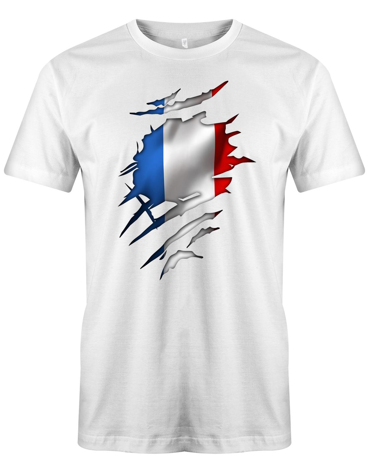 Aufgerissen-Frankreich-Herren-Shirt-Weiss