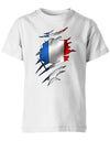 Aufgerissen-Frankreich-Kinder-Shirt-Weiss