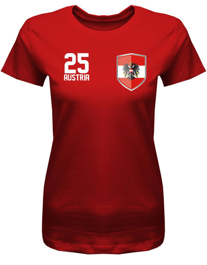 Austria-25-Wappen-Damen-Shirt-Rot
