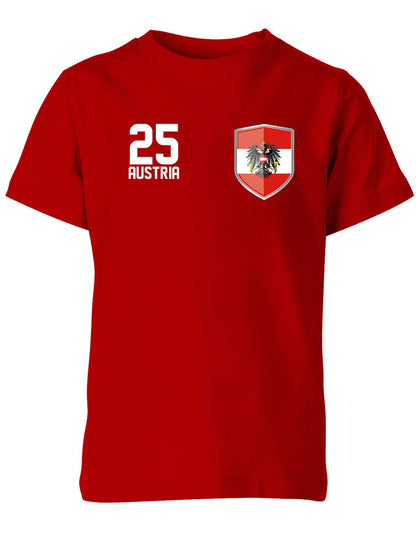 Austria-25-Wappen-Kinder-Shirt-Rot