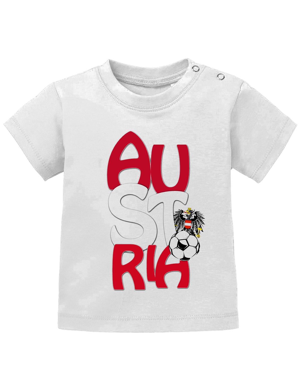 Österreich T Shirt für Junge und Mädchen. Austria Block Schriftzug mit Österreich Adler und Fußball.