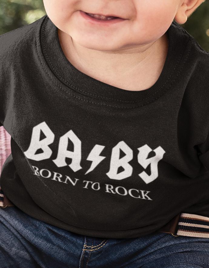 Lustiges Sprüche Baby Shirt BA BY Born to Rock