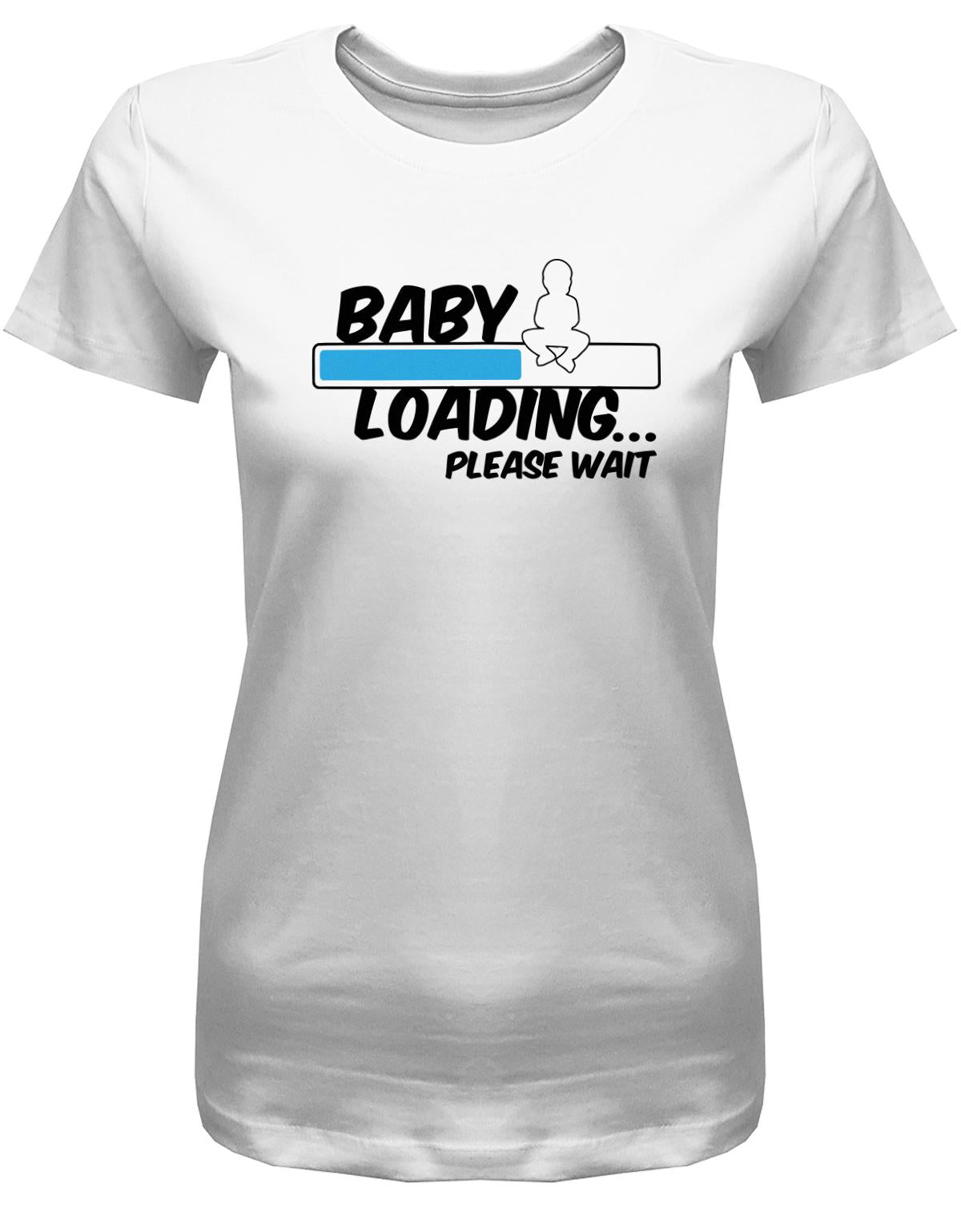 Baby-Loading-Blau-Damen-Shirt-Weiss
