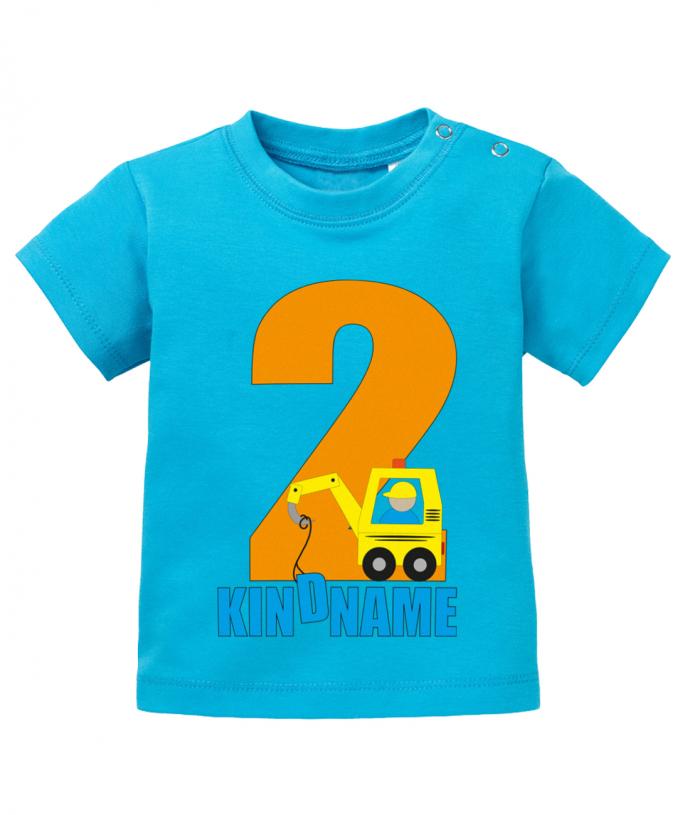 Bagger-2-Wunschname-Baby-Shirt-Blau