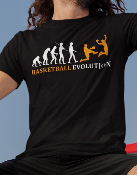 Basketball Sprüche Shirt. Basketball Evolution - Vom Affen zum Basketballer.