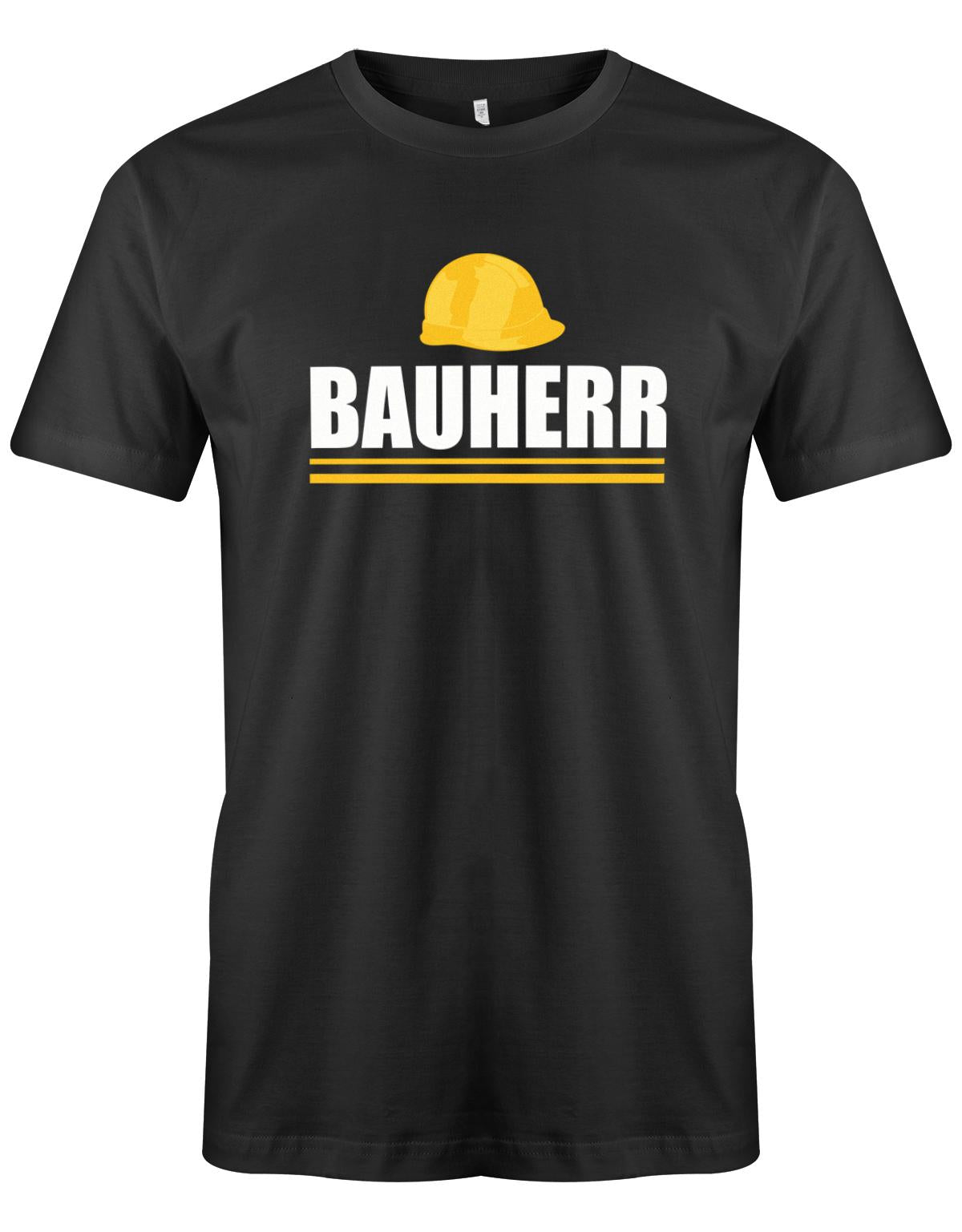 Bauherr-Bauhelm-Shirt-Herren-Schwarz