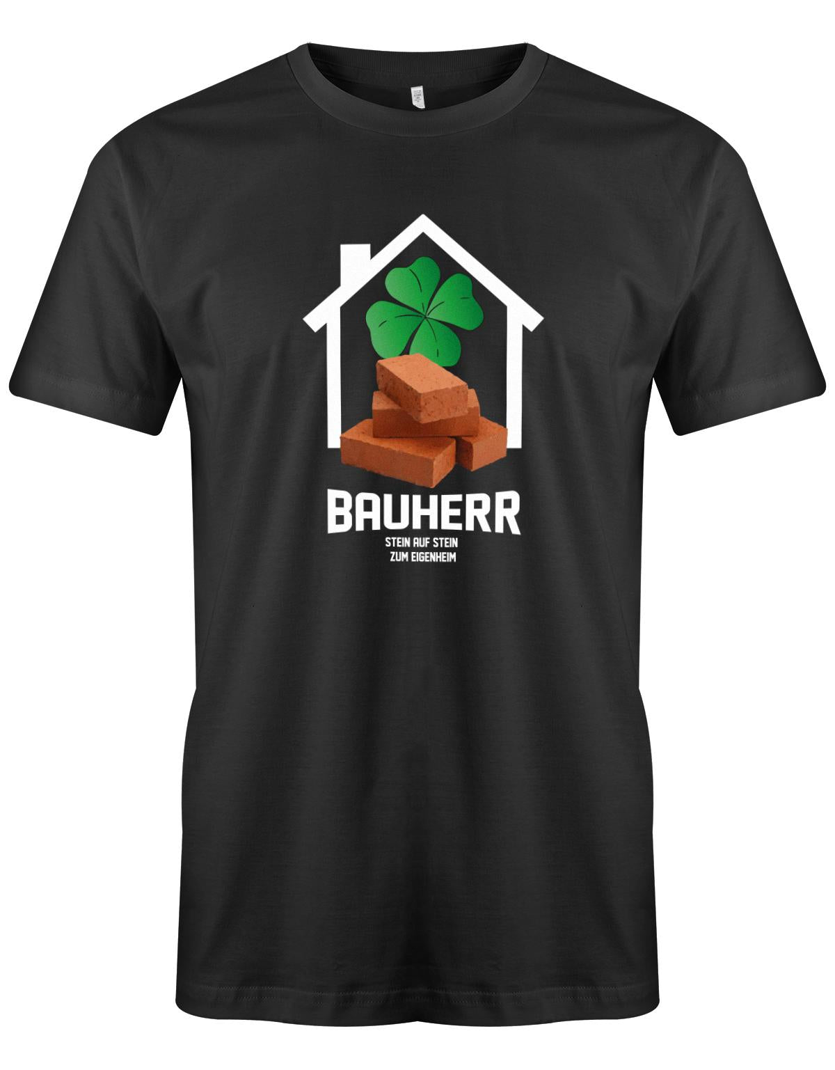 Bauherr-Stein-auf-Stein-zum-Eigenheim-Herren-Shirt-SChwarz