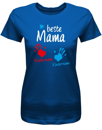 Beste-Mama-2-Kinder-Wusnchnamen-Damen-Shirt-Royalblau