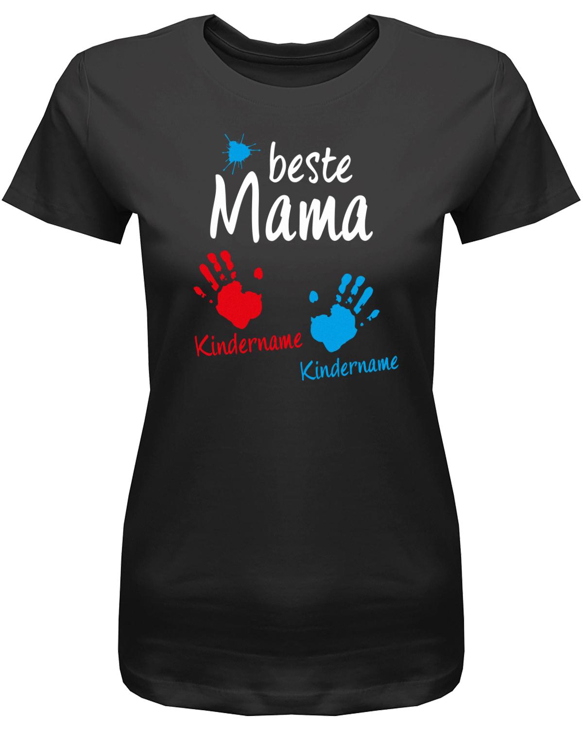 Beste-Mama-2-Kinder-Wusnchnamen-Damen-Shirt-Schwarz
