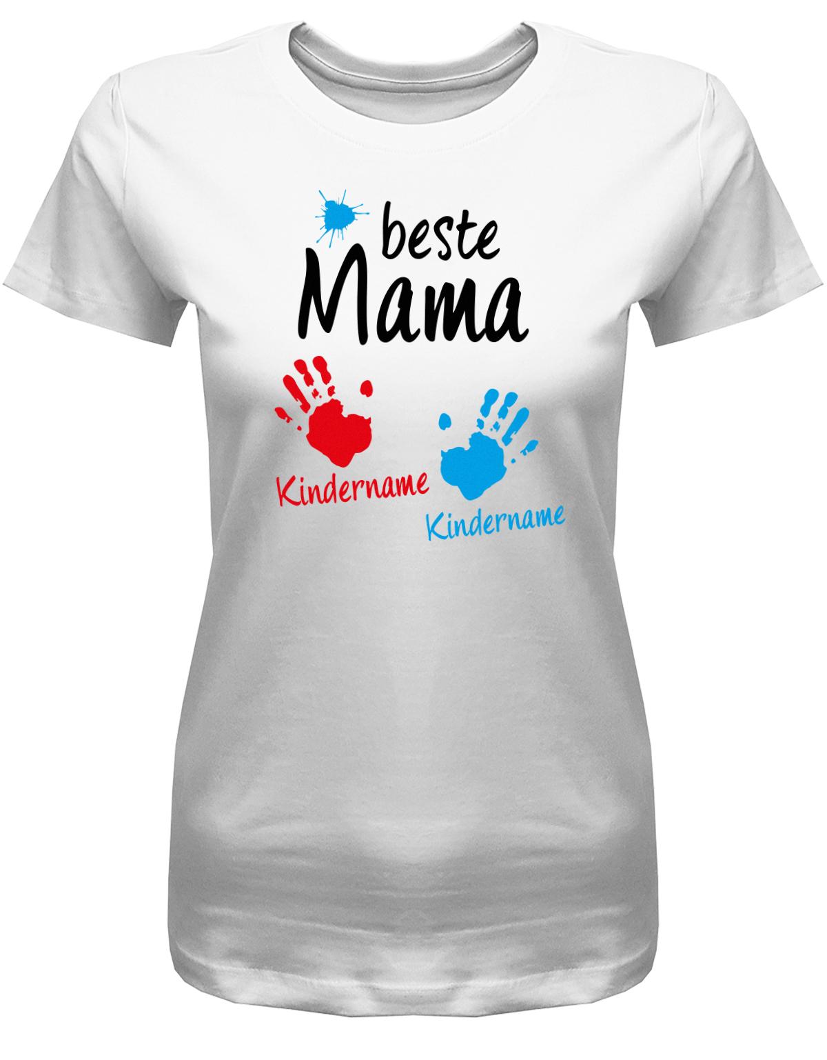 Beste-Mama-2-Kinder-Wusnchnamen-Damen-Shirt-Weiss