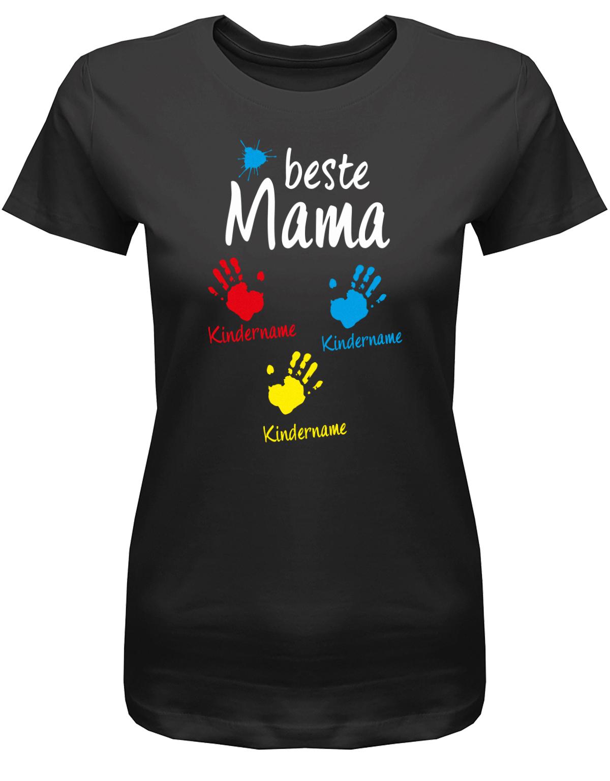 Beste-Mama-3-Kinder-Wusnchnamen-Damen-Shirt-schwarz