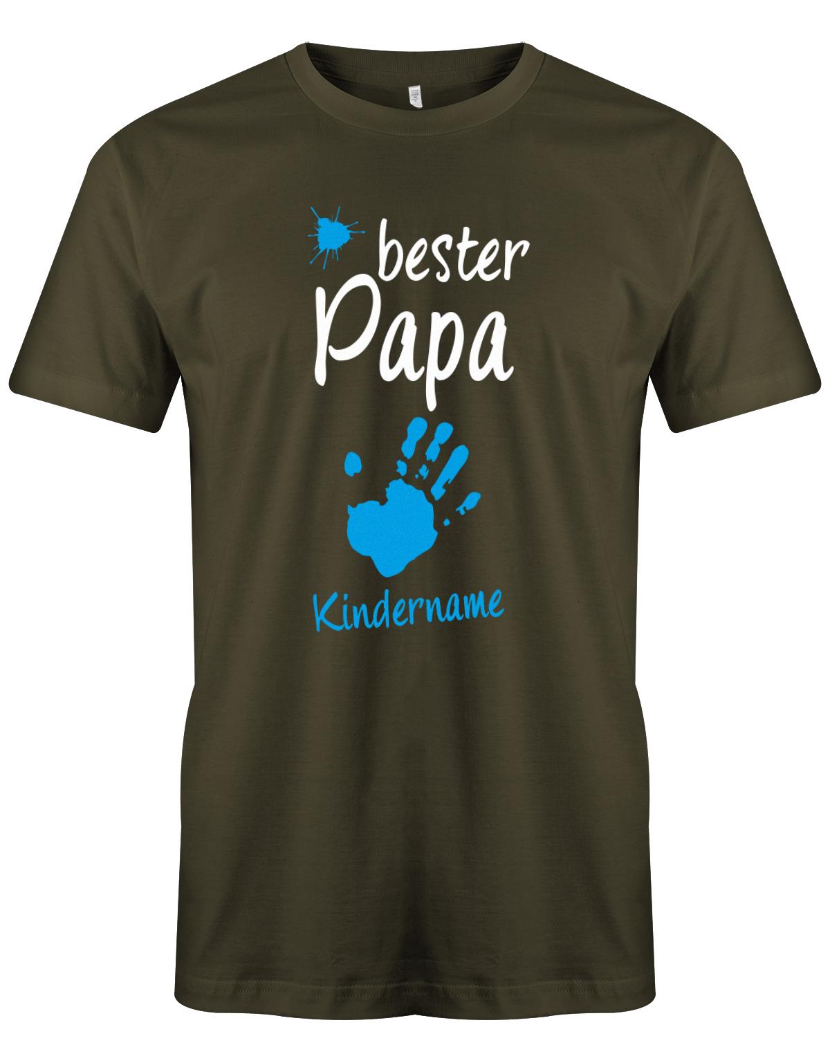 Bester Papa Farbklecks Kind 1 Handabdruck Wunschname - Papa Shirt Herren-bester papa-wunschnamen kind Army