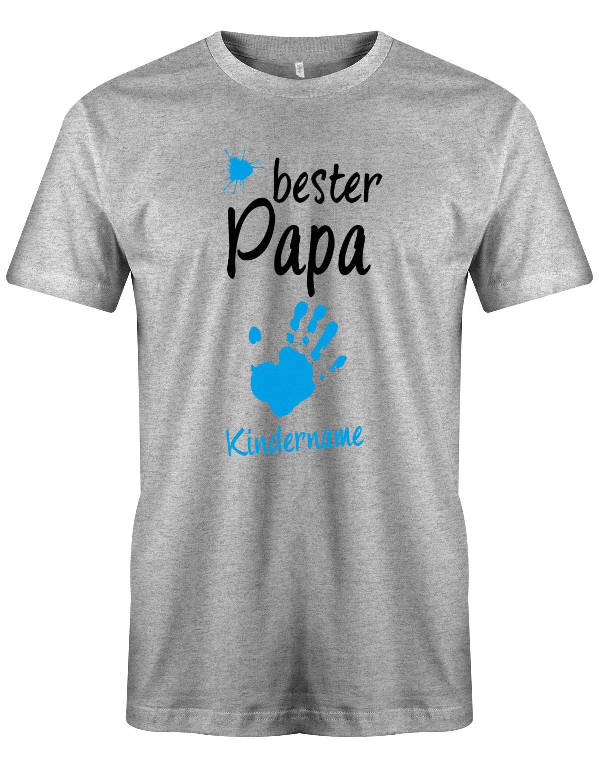 Bester Papa Farbklecks Kind 1 Handabdruck Wunschname - Papa Shirt Herren-bester papa-wunschnamen kind grau