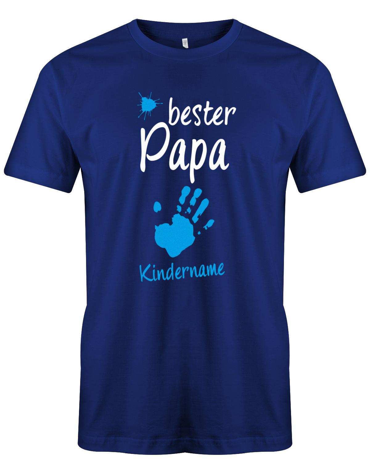 Bester Papa Farbklecks Kind 1 Handabdruck Wunschname - Papa Shirt Herren Royalblau