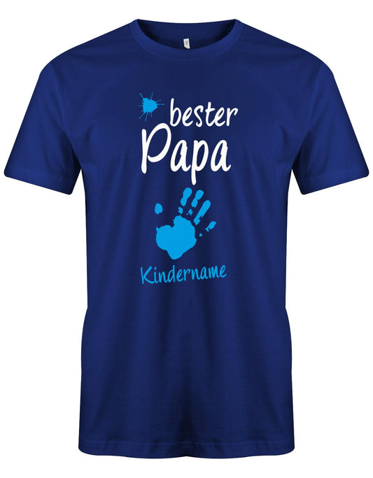 Bester Papa Farbklecks Kind 1 Handabdruck Wunschname - Papa Shirt Herren-bester papa-wunschnamen kind Royalblau