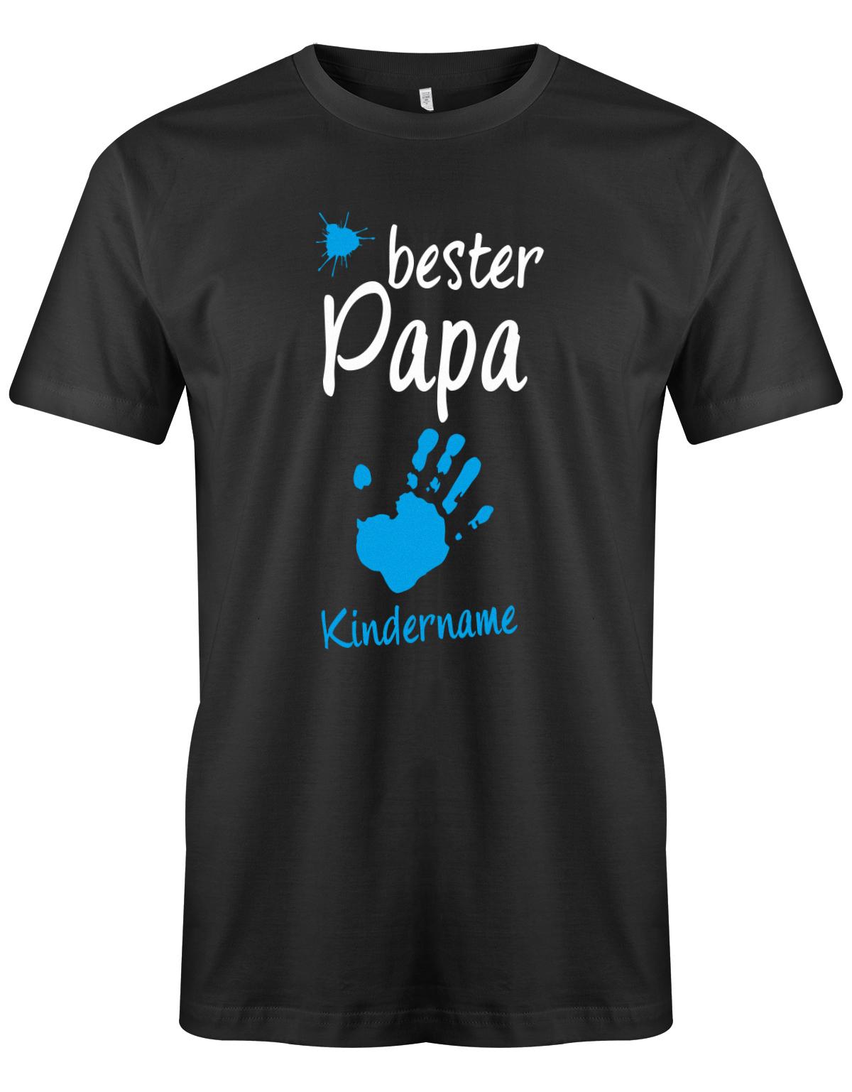 Bester Papa Farbklecks Kind 1 Handabdruck Wunschname - Papa Shirt Herren Schwarz