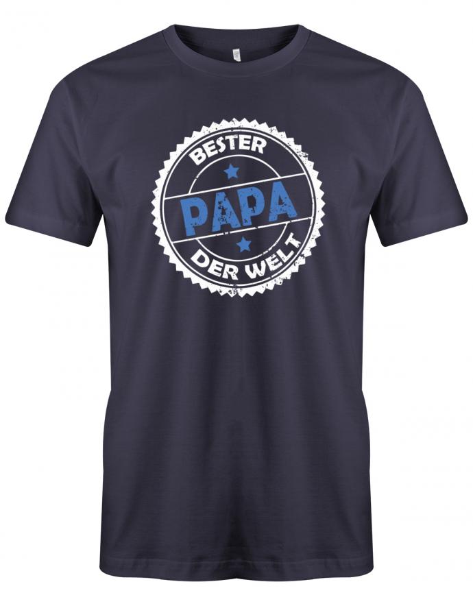 Papa T-Shirt - Bester Papa der Welt Stempel Grunge Navy