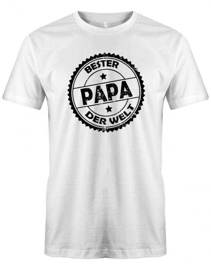 Papa T-Shirt - Bester Papa der Welt Stempel Grunge Weiss