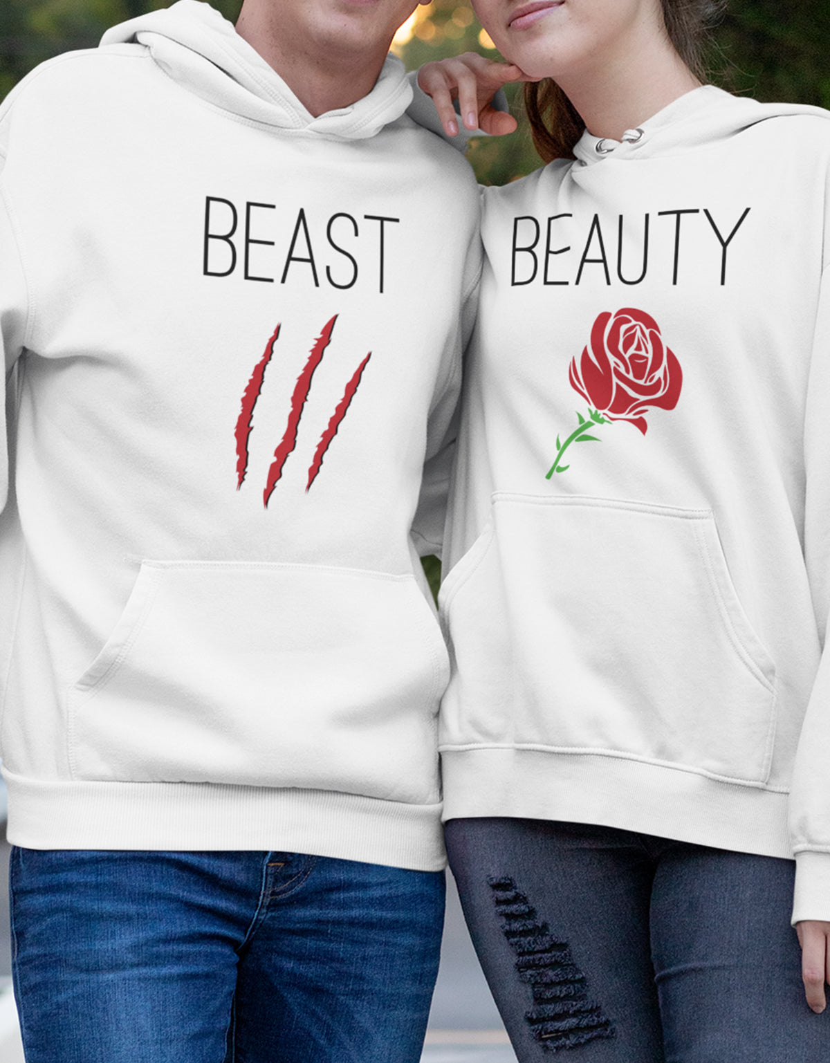 Couple Hoodie für Partner Beast oder Beauty Das Biest und die Schöne