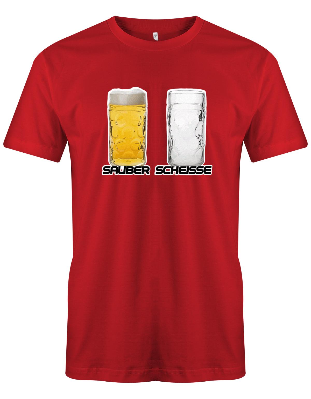 Bierglas-voll-Bierglas-leer-Herren-Shirt-Rot
