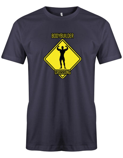 Bodybuilder-crossing-Herren-Shirt-Navy