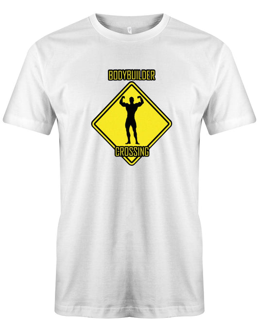 Bodybuilder-crossing-Herren-Shirt-Weiss