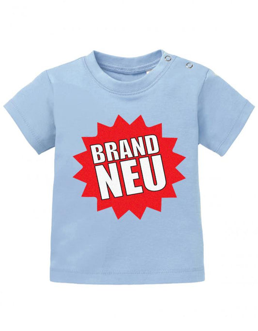 Lustiges Sprüche Baby Shirt BRAND NEU Siegel für neugeborene Babys hellbau